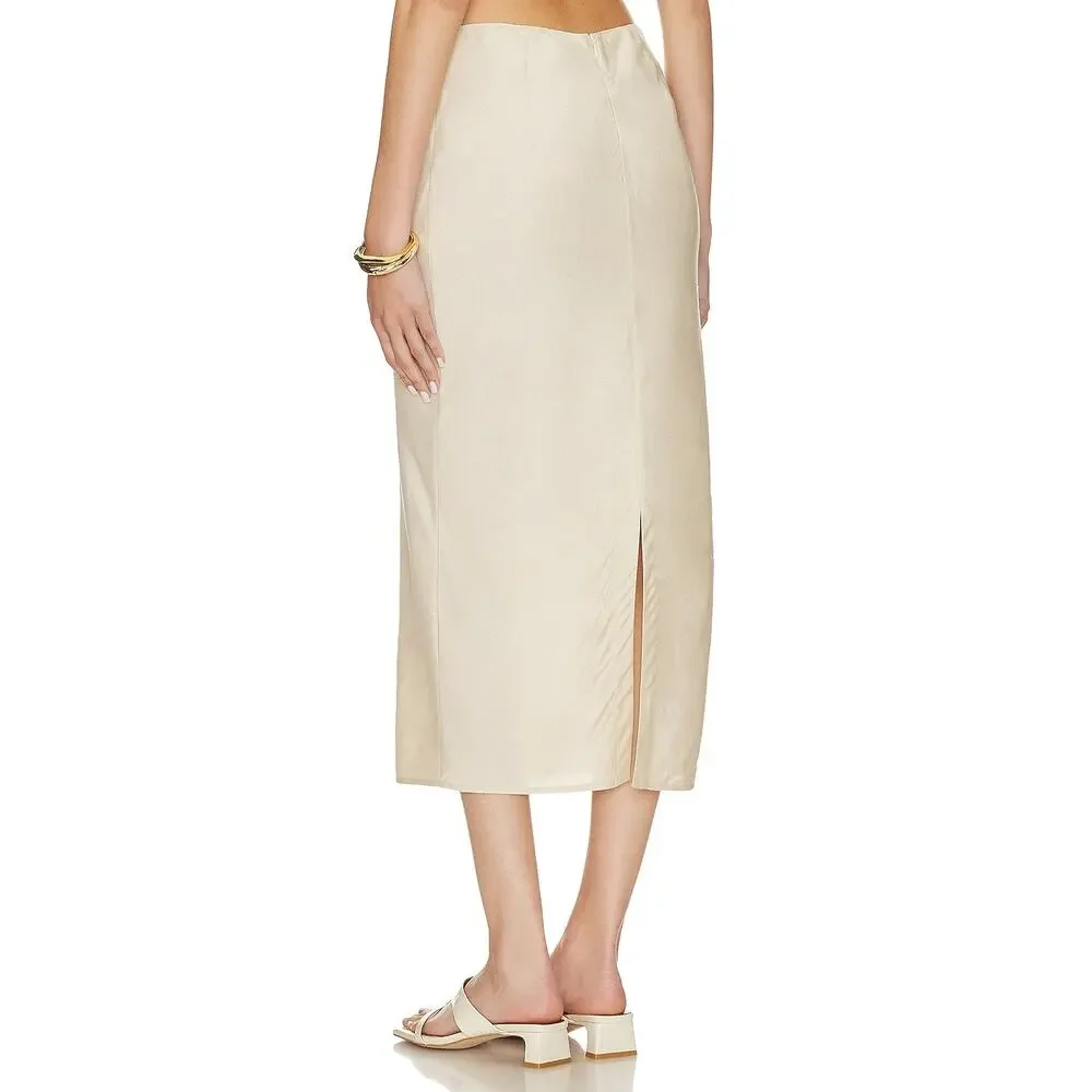 Song Of Style Noa Midi Skirt Linen Blend Lighweight Boho Party Cocktail Formal S